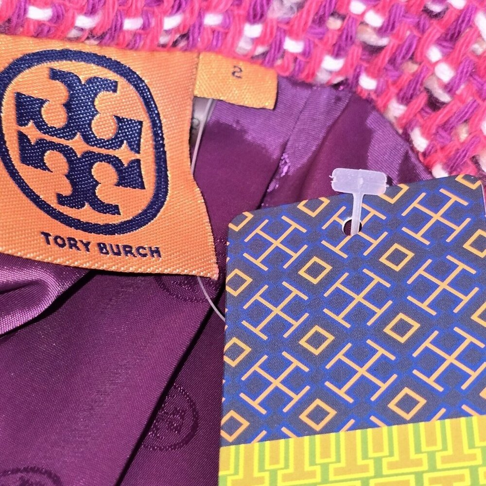 Tory Burch Merlot Multi Tweed Darren Straight Pencil Skirt Size 2 NWT 18121309 - Picture 8 of 11